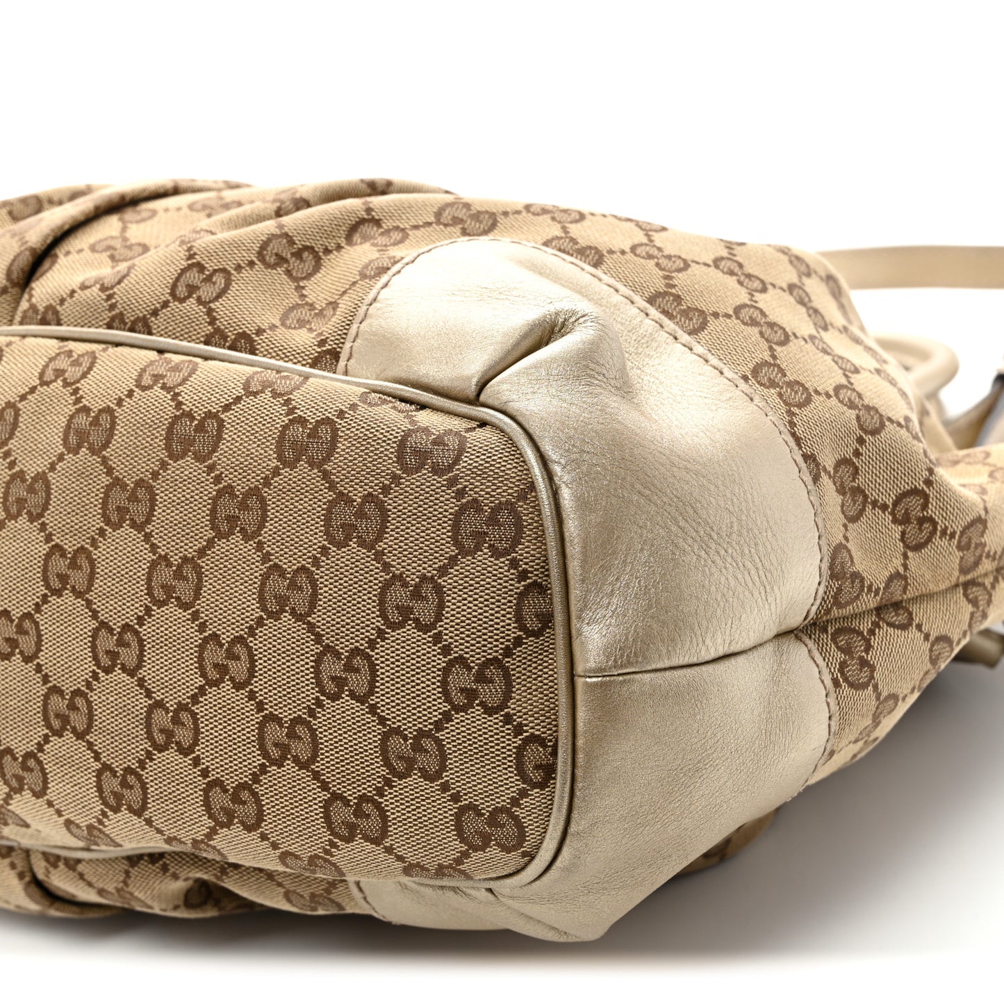 Metallic Monogram Large Sukey Top Handle Bag Beige Gold