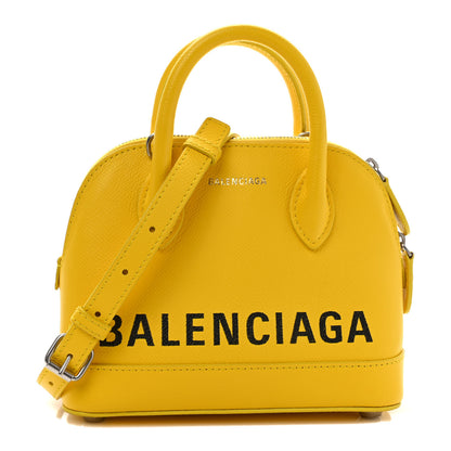 Balenciaga Signature Grained Calfskin Logo XXS Ville Top Handle Bag Jaune Black 1 of 8
