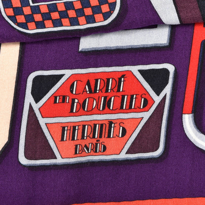 Hermes Cashmere Silk Carre En Boucles Shawl 140 Violet Corail Gris 2 of 3