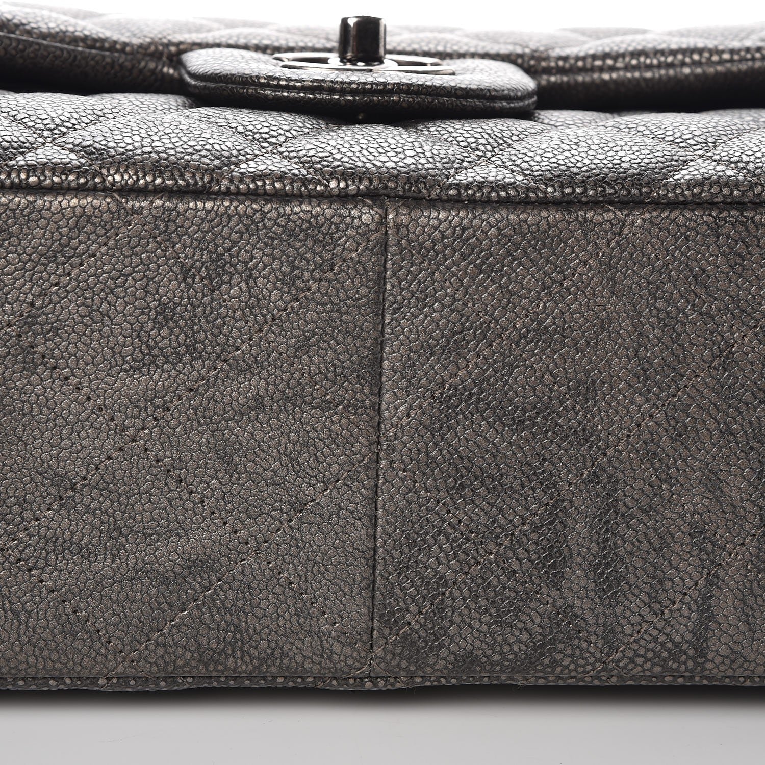 Chanel Metallic Caviar Quilted Jumbo Double Flap Dark Silver 9 of 10