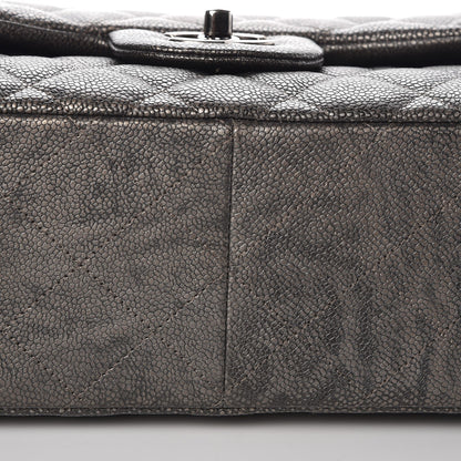 Chanel Metallic Caviar Quilted Jumbo Double Flap Dark Silver 9 of 10