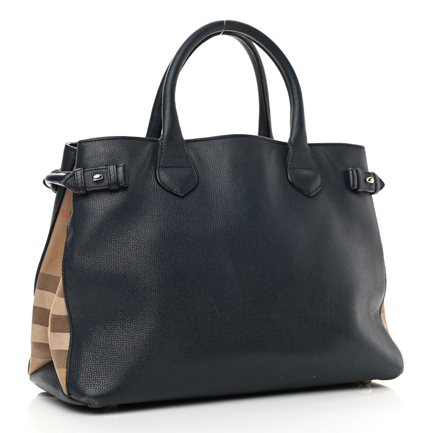 Burberry Calfskin House Check Medium Banner Tote Ink Blue 3 of 18
