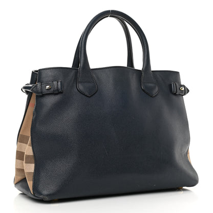 Burberry Calfskin House Check Medium Banner Tote Ink Blue 3 of 18
