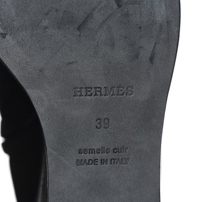 Hermes Suede Goatskin Womens Wedge Boot 39 Black 9 of 10