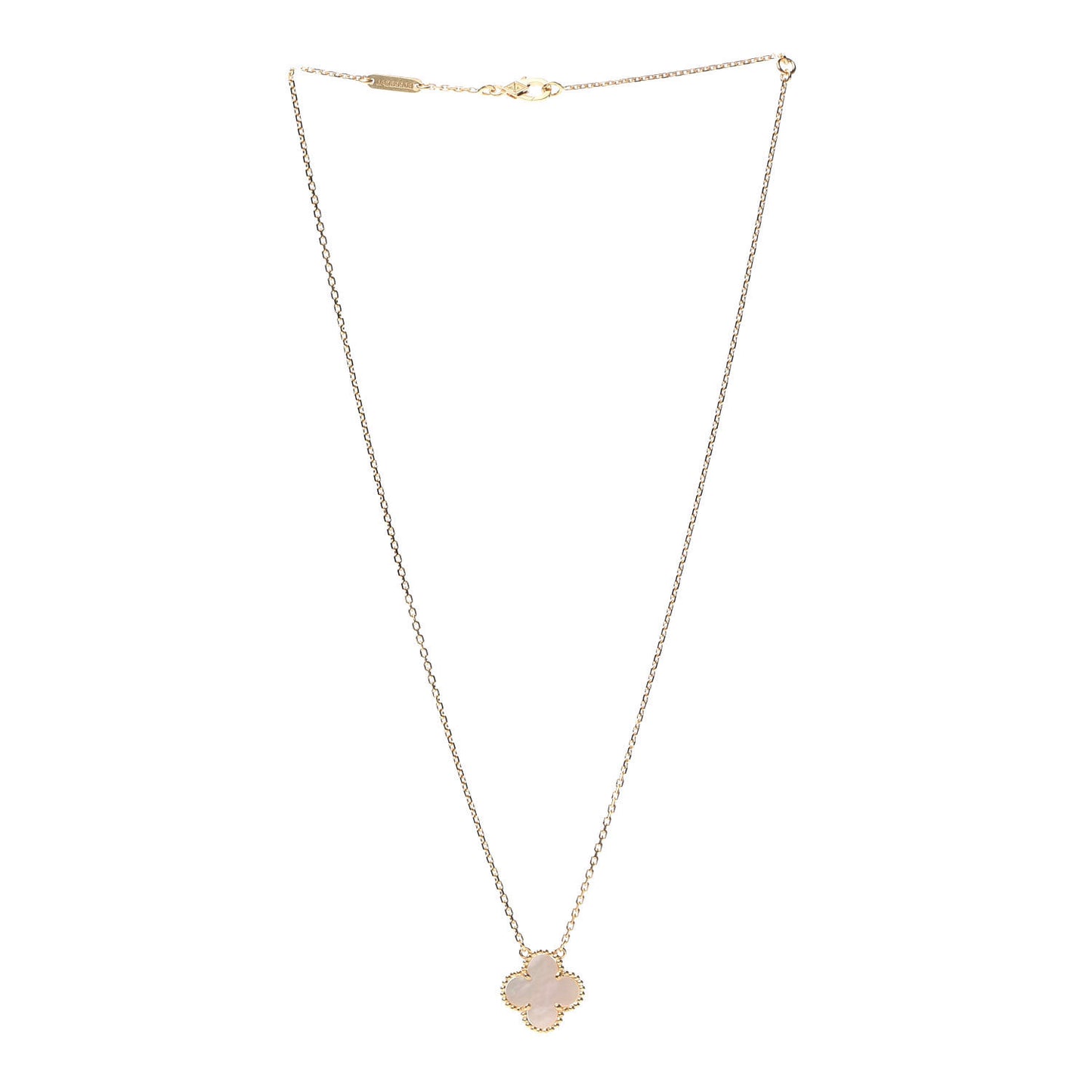 18K Yellow Gold Mother of Pearl Vintage Alhambra Pendant Necklace