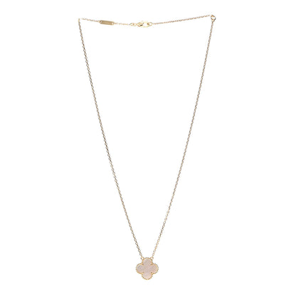 Van Cleef & Arpels 18K Yellow Gold Mother of Pearl Vintage Alhambra Pendant Necklace 3 of 8