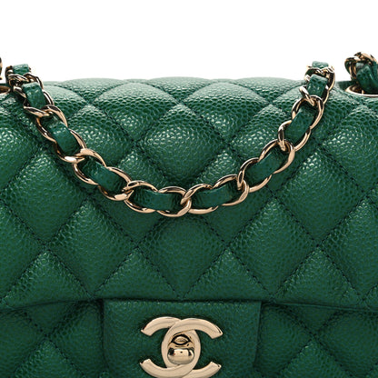 Chanel Metallic Caviar Quilted Mini Rectangular Flap Green 8 of 11