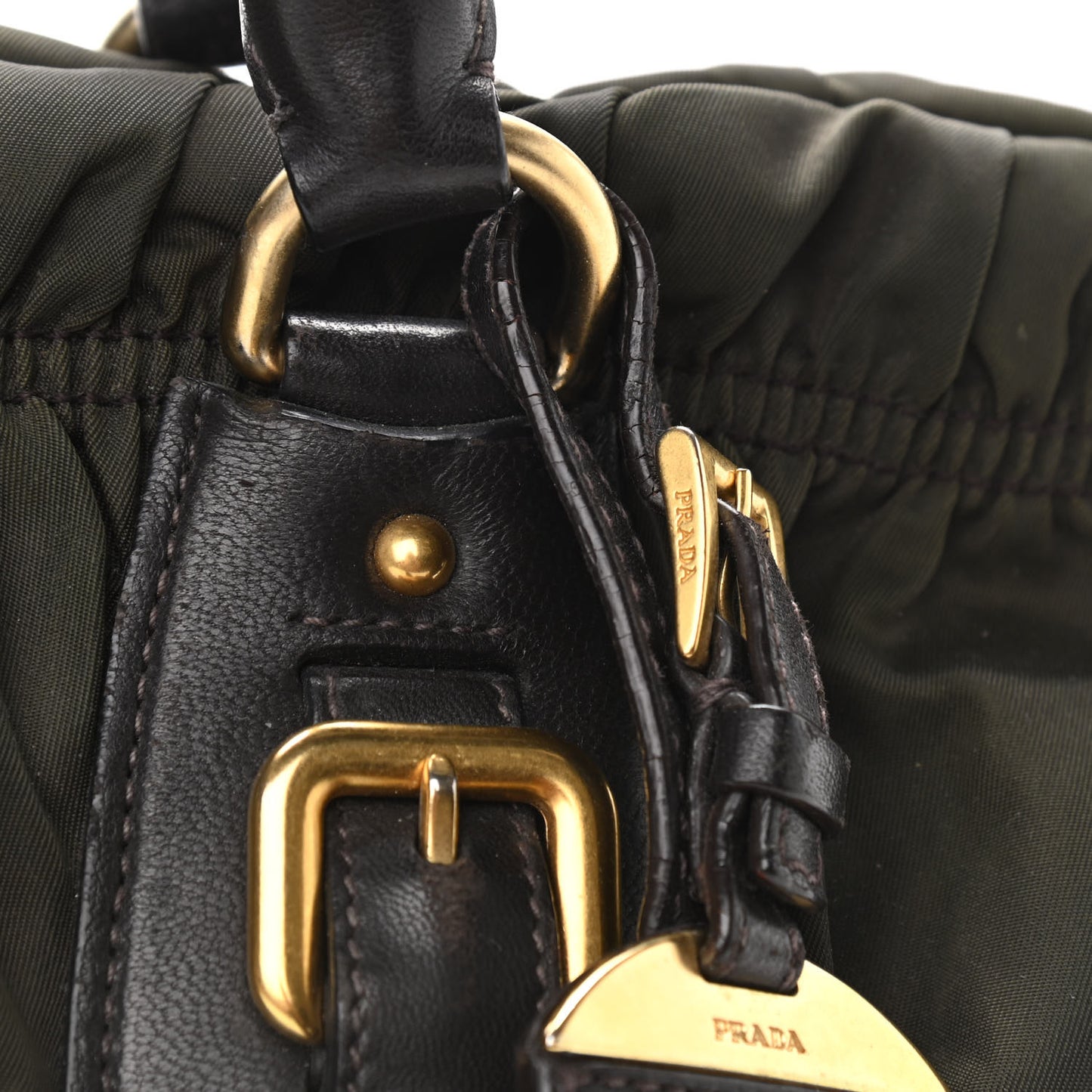 Tessuto Nylon Gaufre Shopping Satchel Fumo