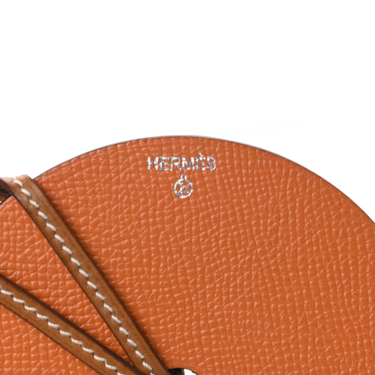 Hermes Togo Epsom Rond GM Petit H Necklace Bleu Paon Orange 4 of 5