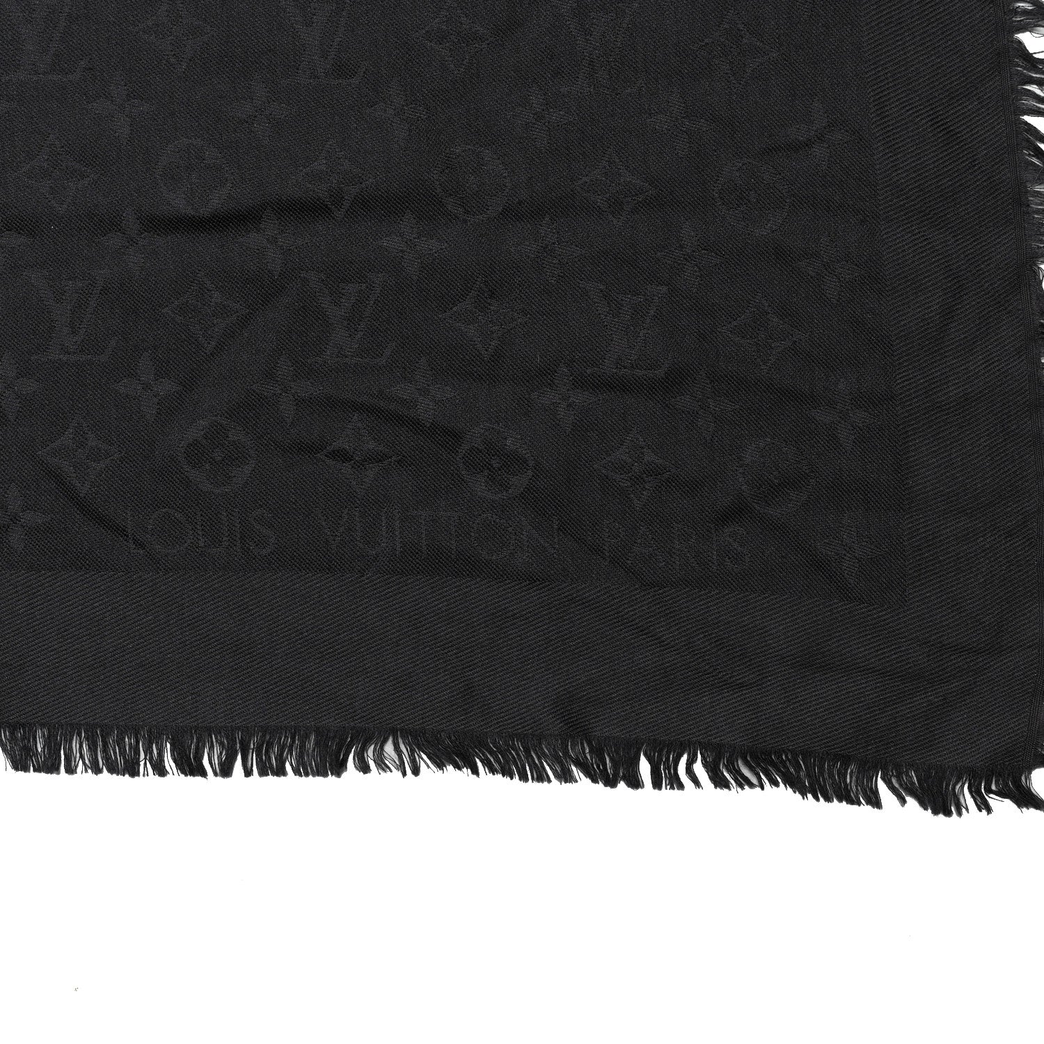 Louis Vuitton Silk Wool Monogram Shawl Charcoal Grey 2 of 3