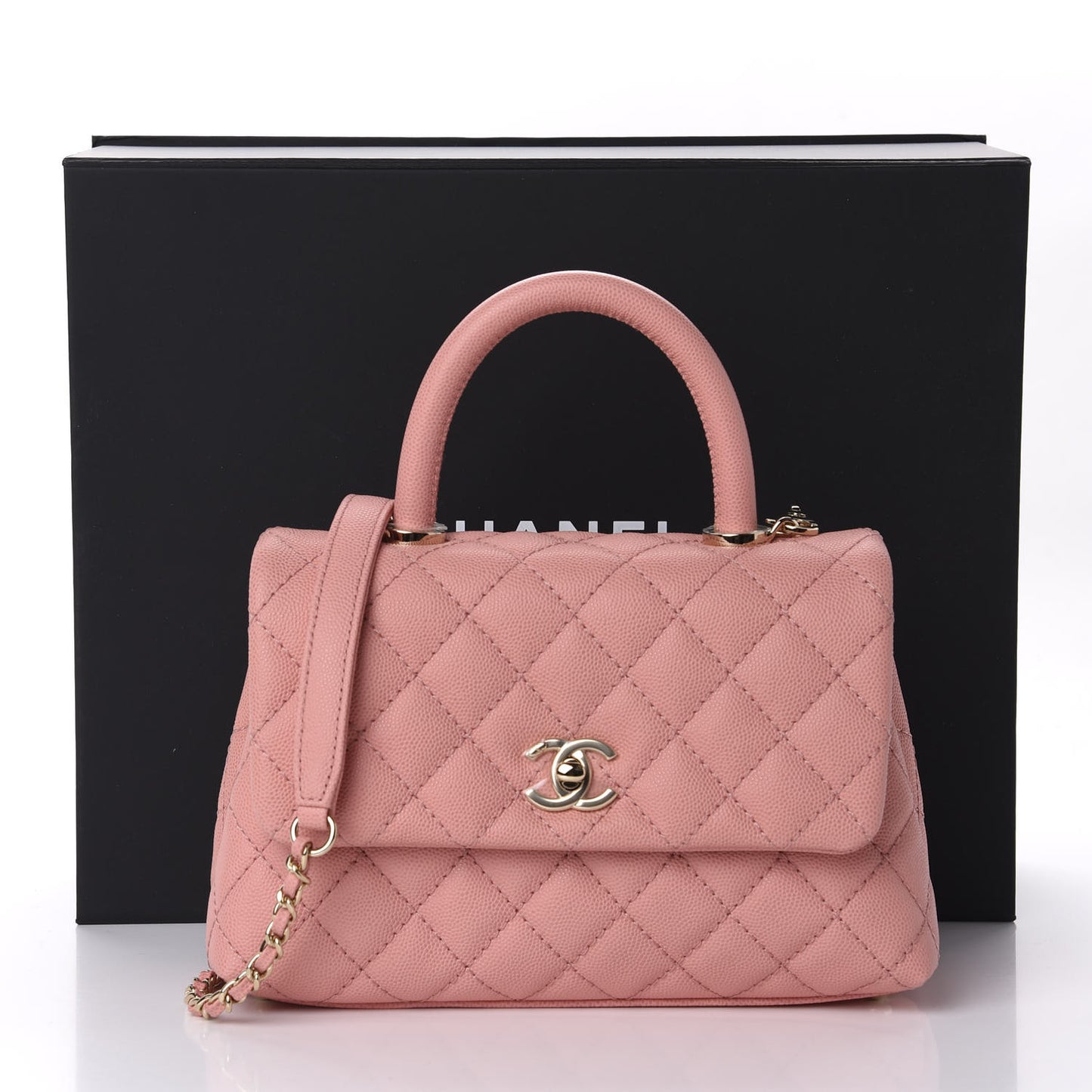 Caviar Quilted Mini Coco Handle Flap Pink