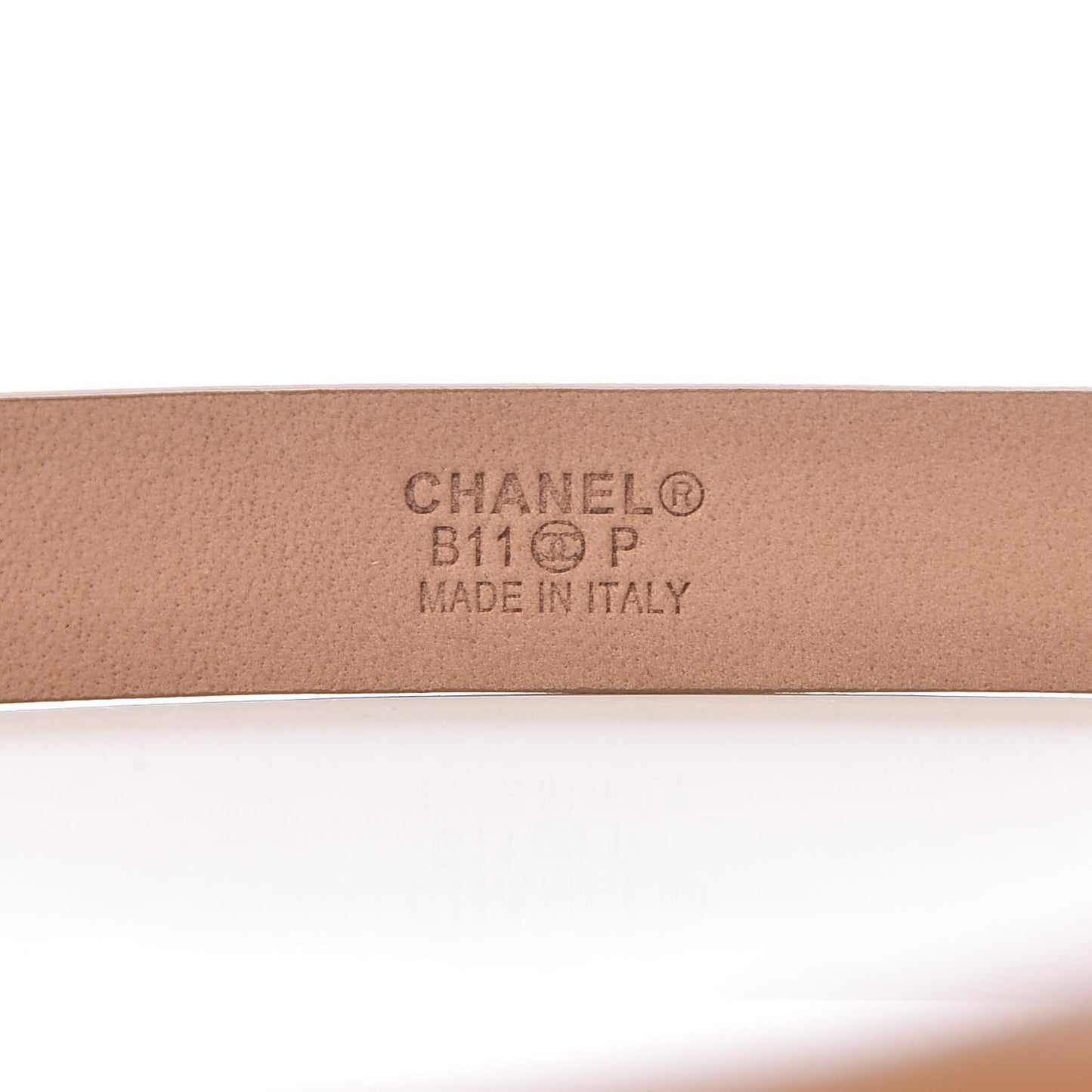 Patent CC Logo Skinny Belt 95 38 Beige