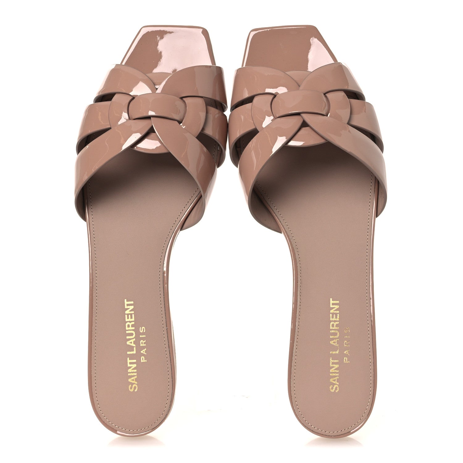 Saint Laurent Patent Tribute 05 Slide Sandals 38.5 Nude 2 of 11