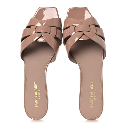 Saint Laurent Patent Tribute 05 Slide Sandals 38.5 Nude 2 of 11