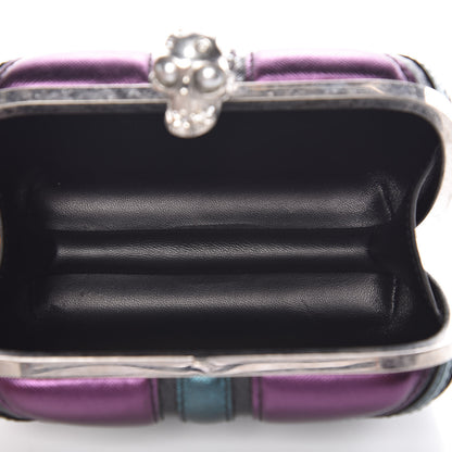Alexander McQueen Metallic Saffiano Britannia Skull Box Clutch Green Black Purple 5 of 9