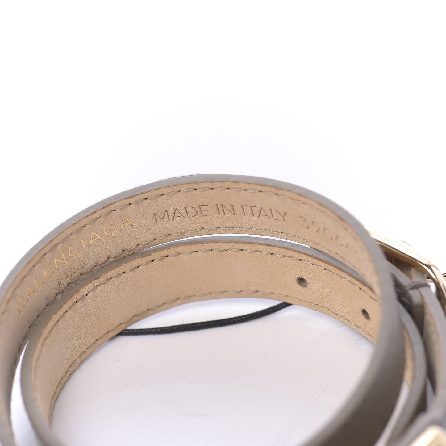 Chevre Hamilton Gold Metallic Edge Hardware Triple Tour Bracelet S Gris Taupe