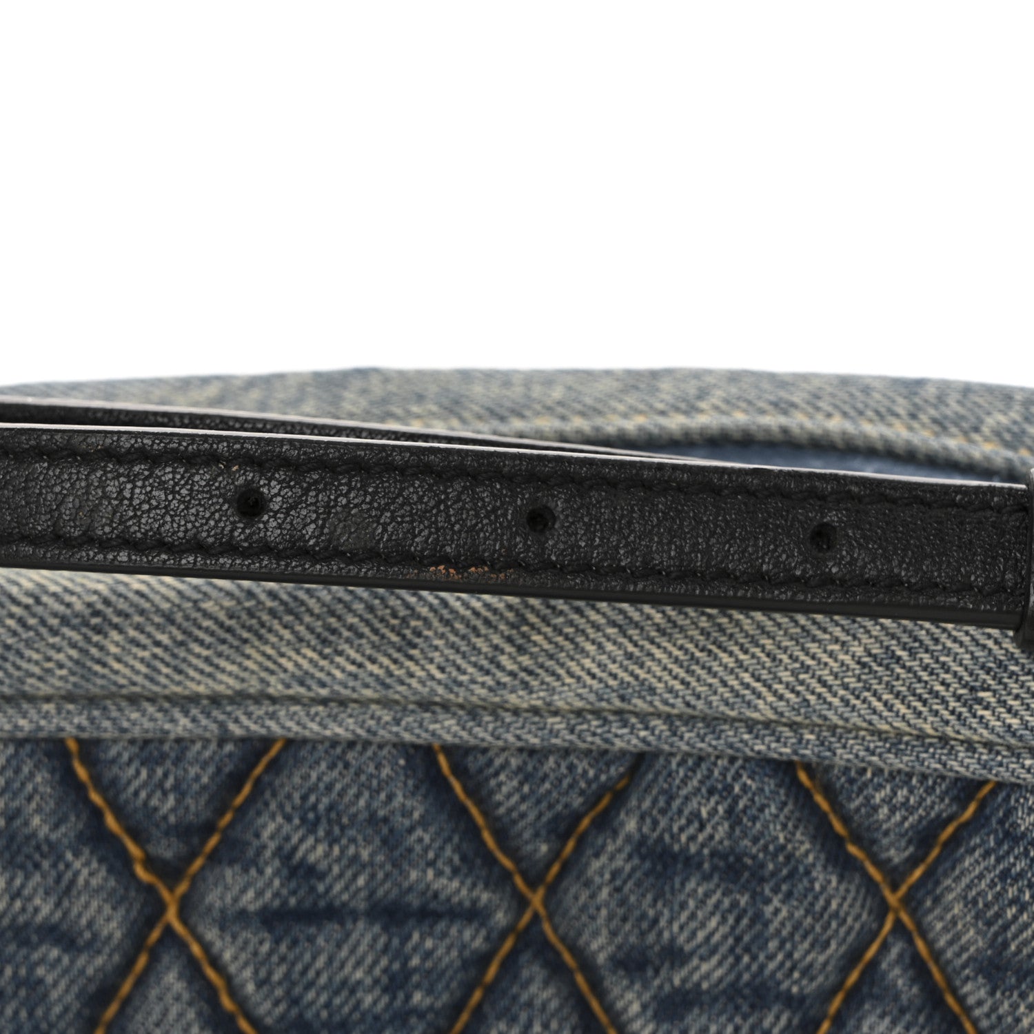Saint Laurent Denim Matelasse Quilted Summer Embroidered Classic Monogram Camera Bag Blue 12 of 14