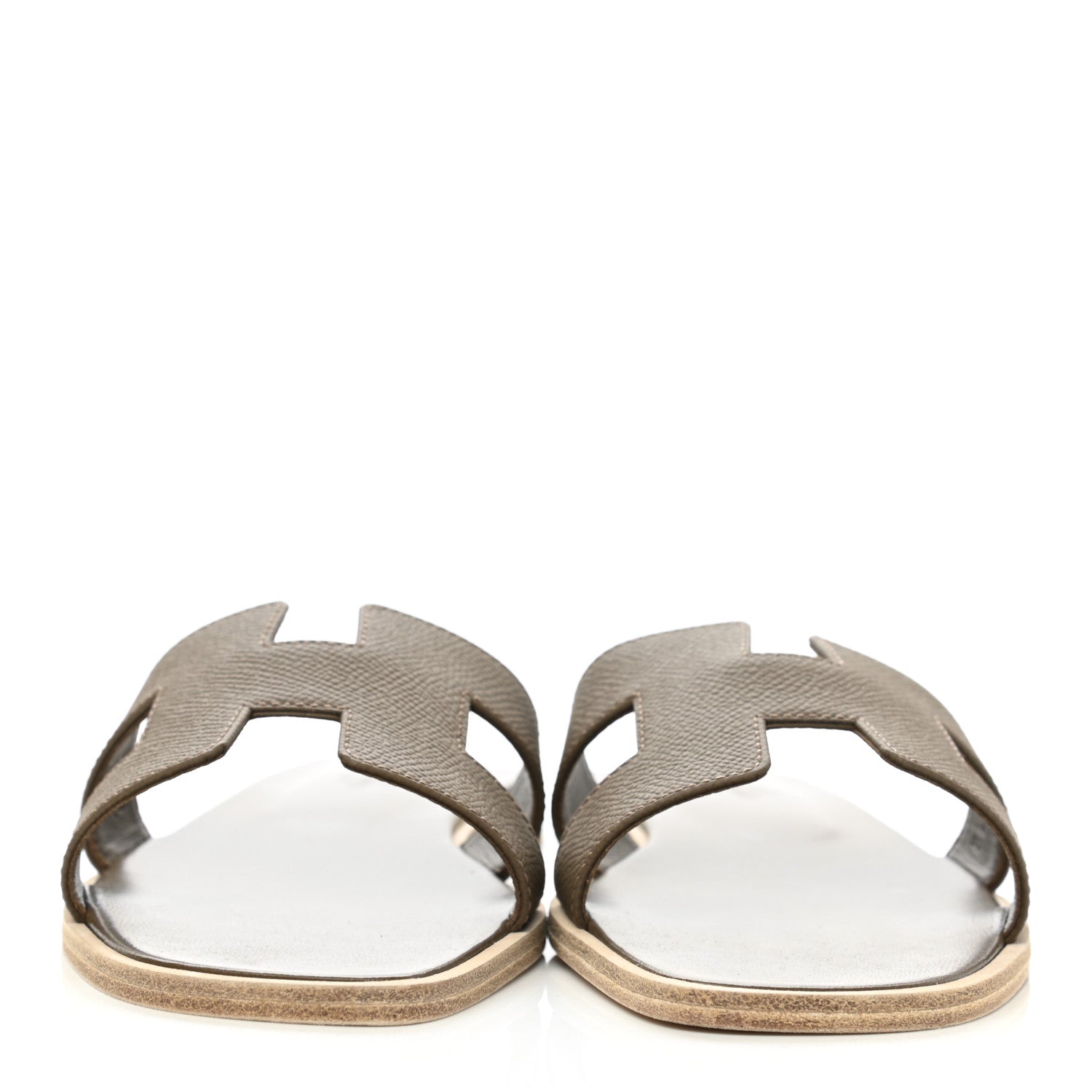 Hermes Epsom Oran Sandals 38 Etoupe 2 of 9
