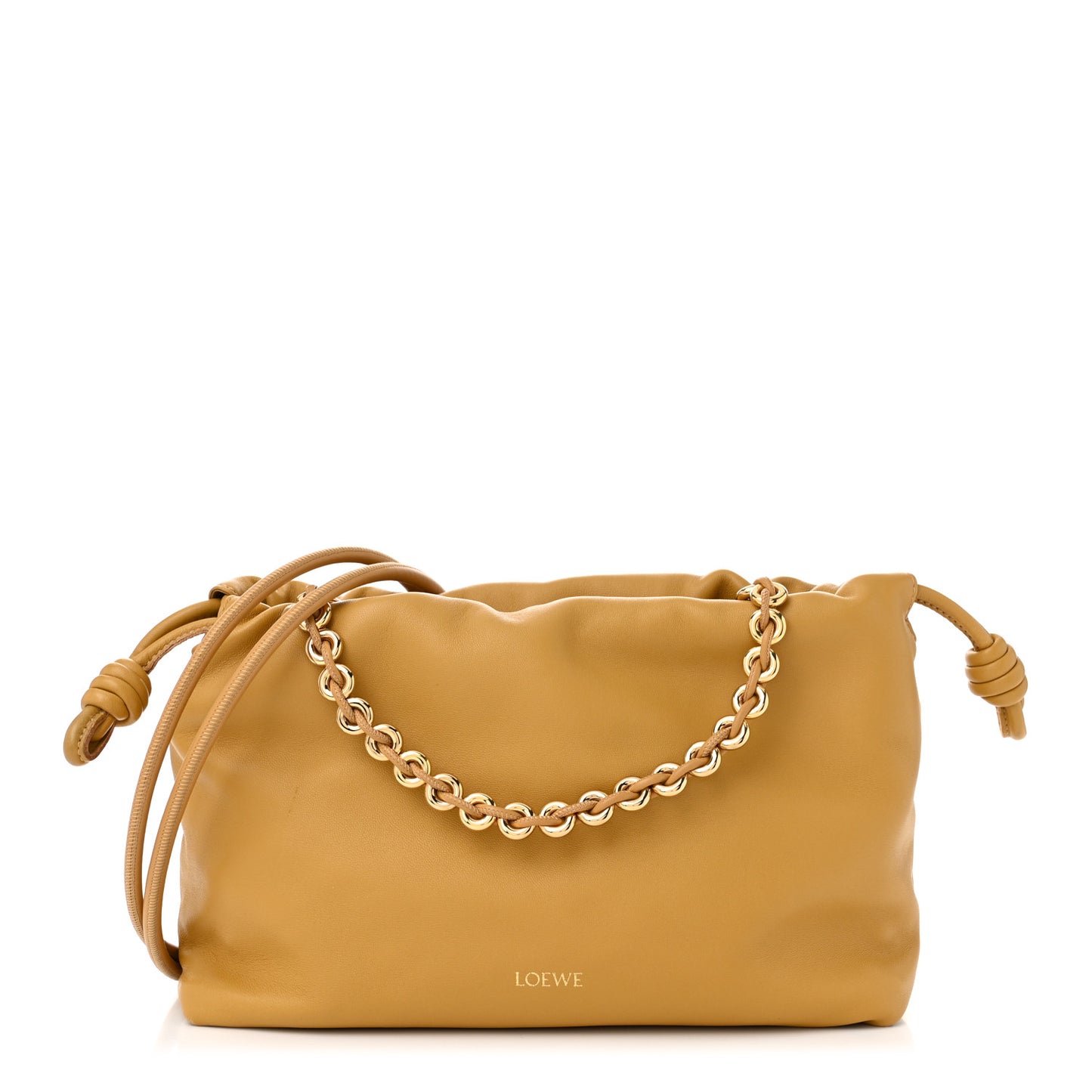 Mellow Nappa Medium Donut Chain Flamenco Knot Clutch Sahara