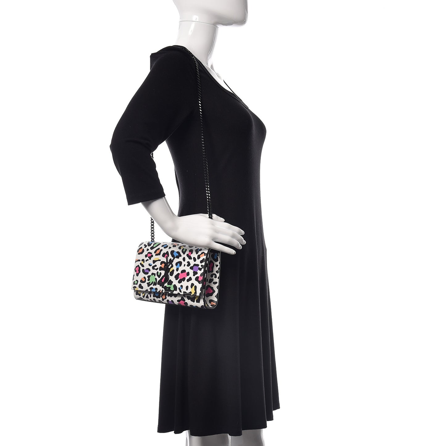 Grain De Poudre Small Classic Monogram Multicolor Leopard Print Kate Satchel White