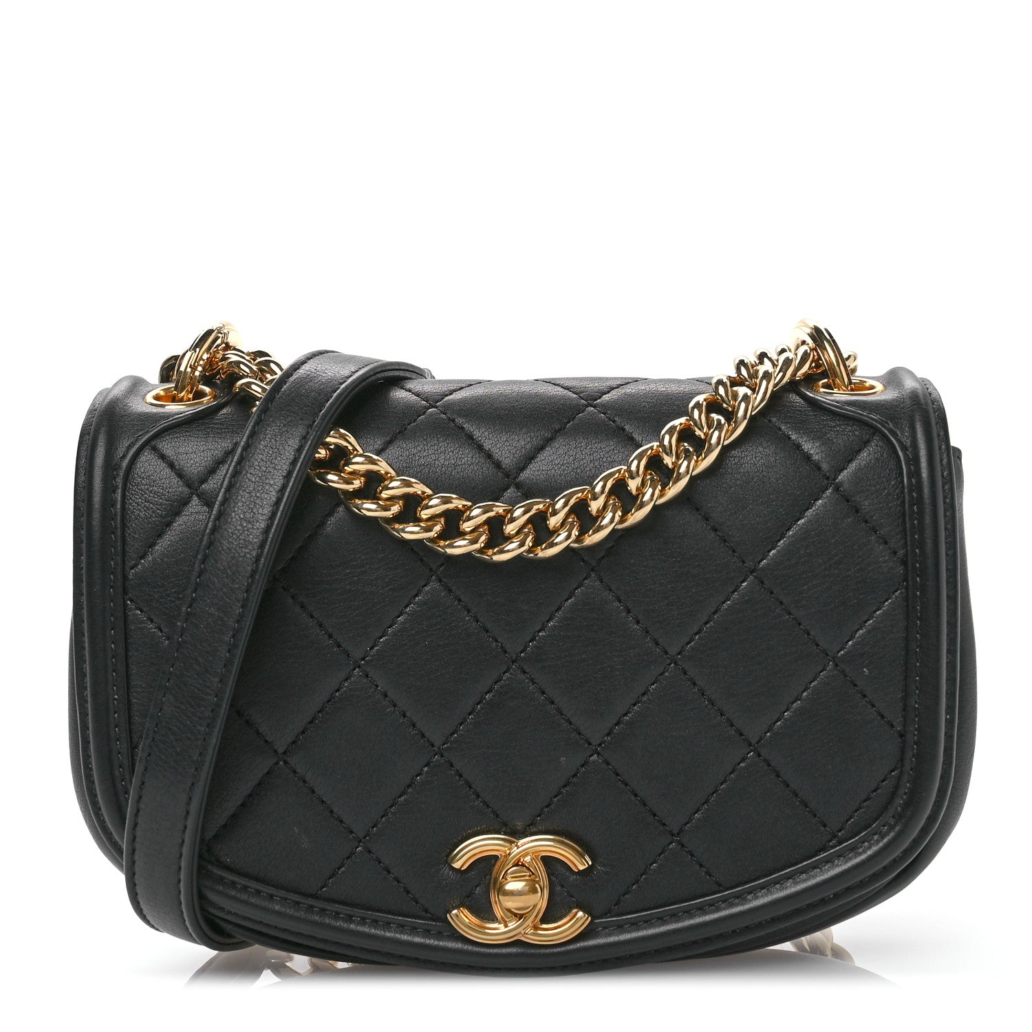 Chanel Calfskin Quilted Small Underline Flap Black 1 of 11