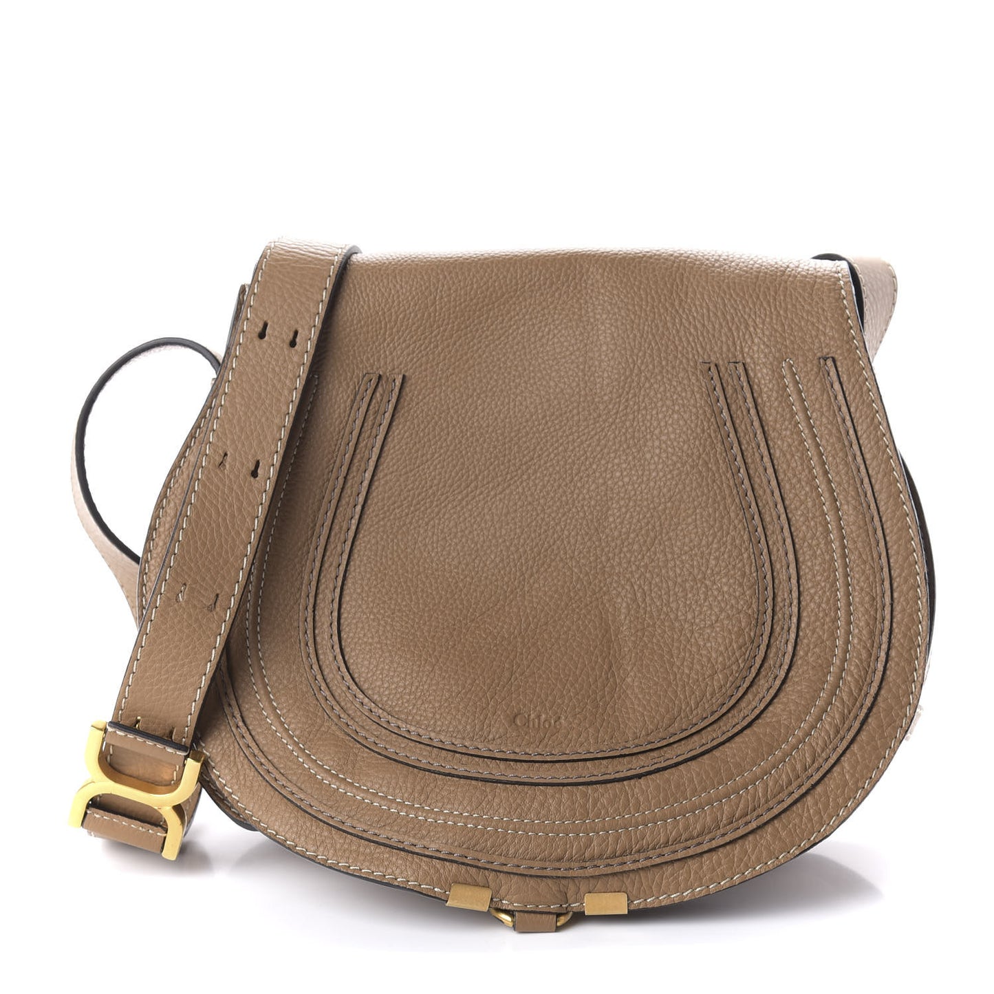 Calfskin Medium Marcie Round Crossbody Bag Nut