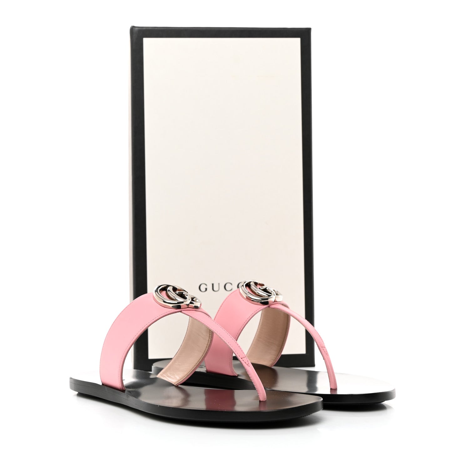 Calfskin GG Marmont Thong Sandals 37 Wild Rose