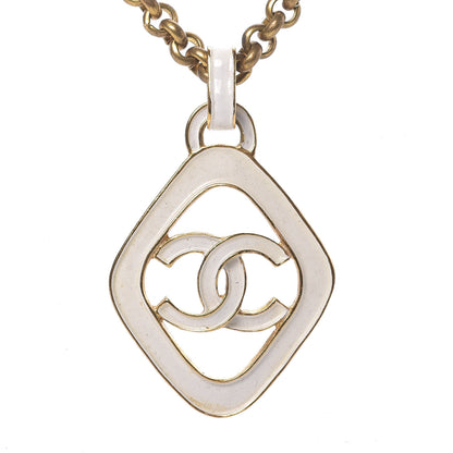 Chanel Enamel CC Chain Pendant Necklace White Gold 4 of 6