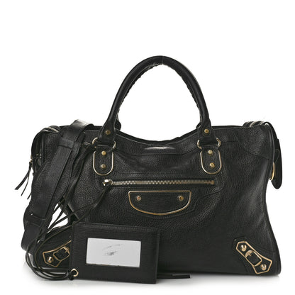 Balenciaga Chevre Gold Metallic Edge Hardware City Black 3 of 18