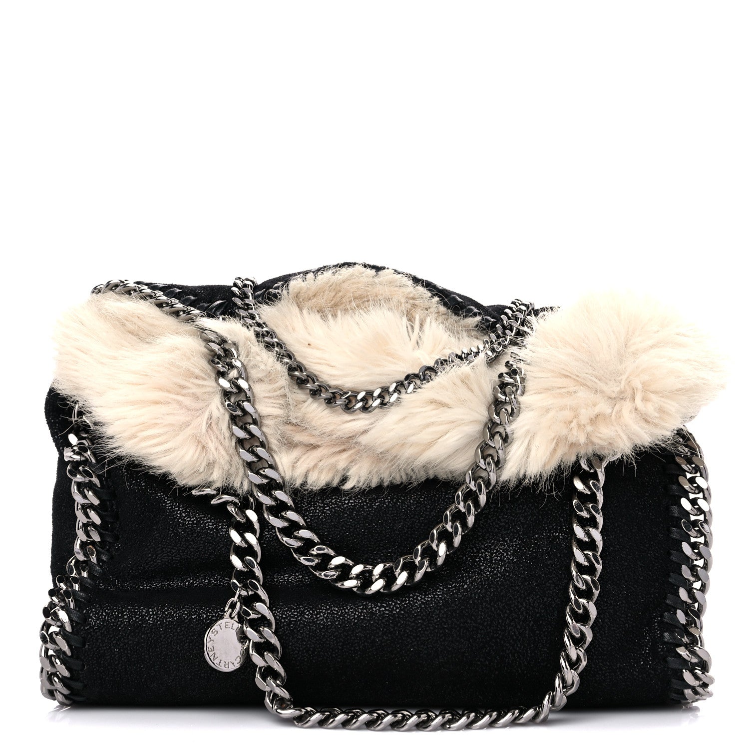Stella McCartney Shaggy Deer Fur Falabella Fold Over Tote Black 1 of 8
