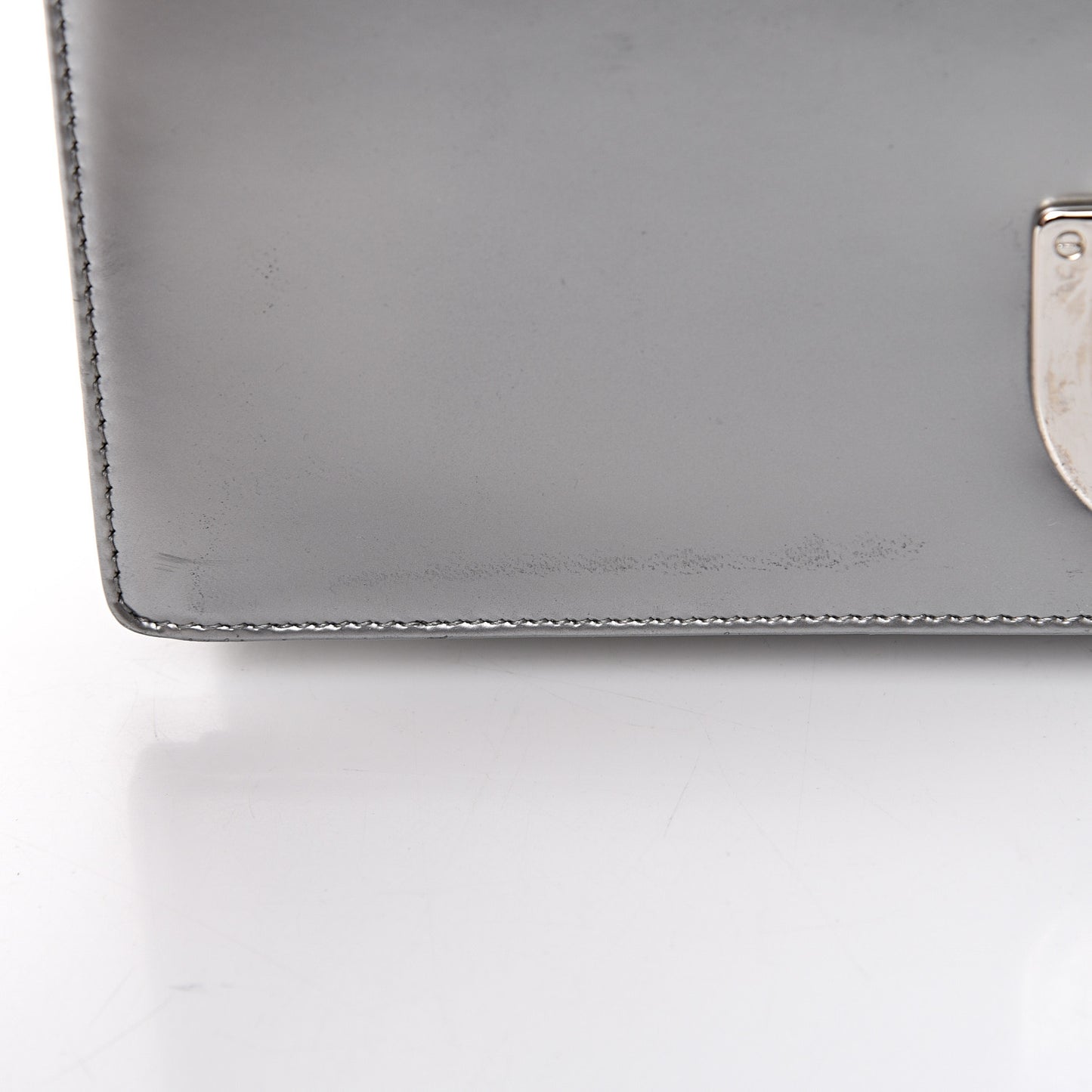Metallic Patent Micro-Cannage Medium Diorama Flap Bag Silver