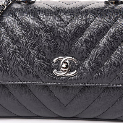 Chanel Caviar Chevron Quilted Mini Coco Handle Flap Black 8 of 10