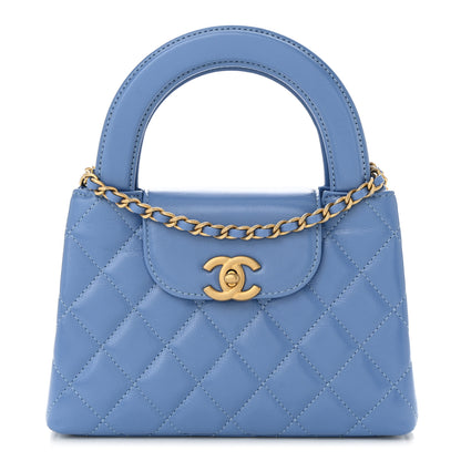 Chanel Shiny Aged Calfskin Quilted Nano Kelly Shopper Blue 1 of 11