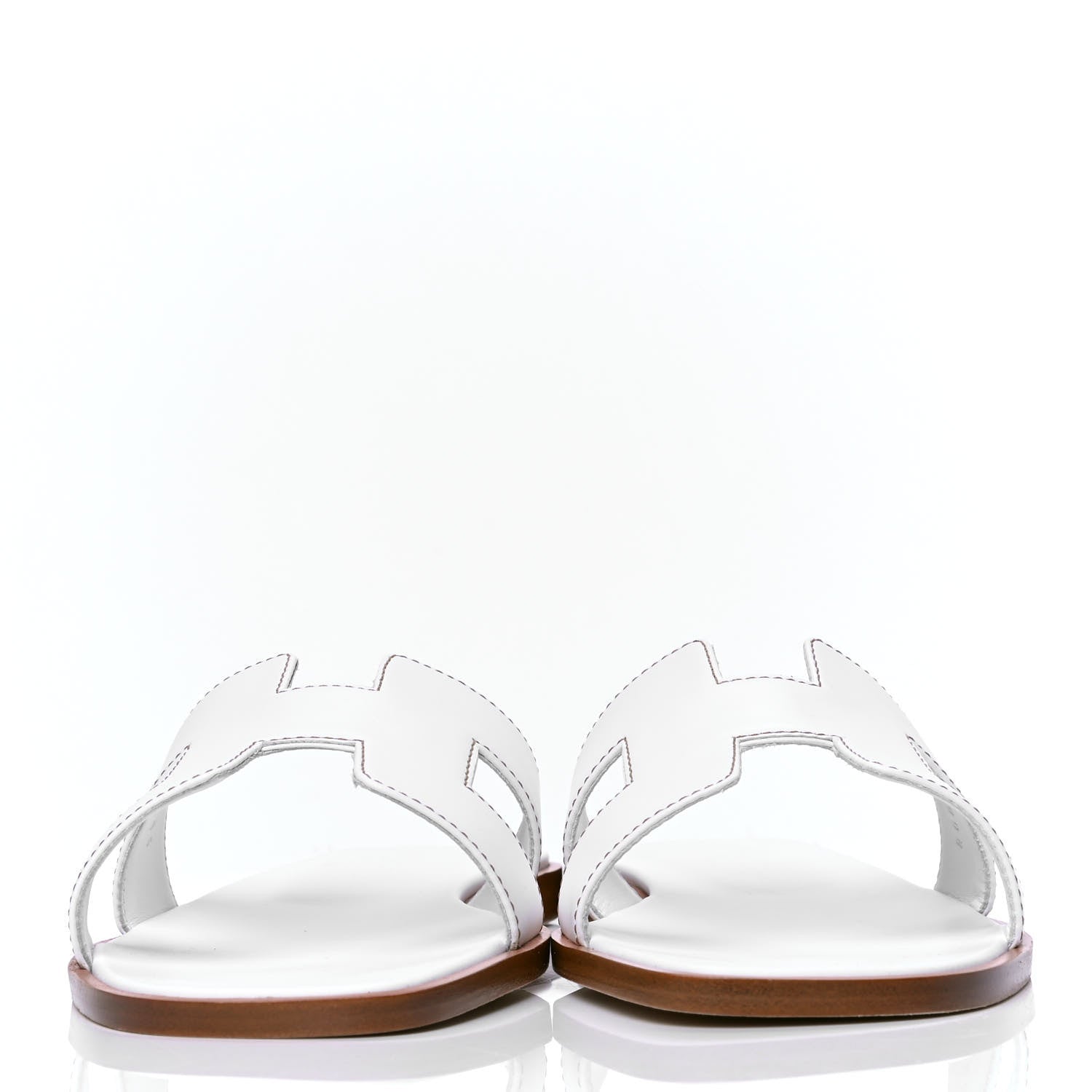 Hermes Box Calfskin Oran Sandals 38.5 White 2 of 4
