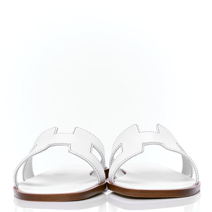 Hermes Box Calfskin Oran Sandals 38.5 White 2 of 4