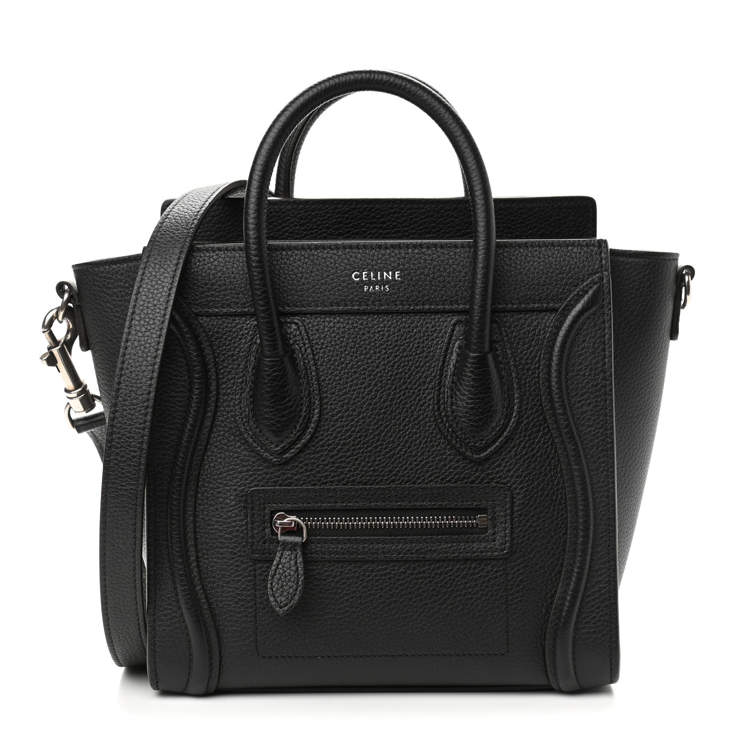 Celine Drummed Calfskin Nano Luggage Black 1 of 8