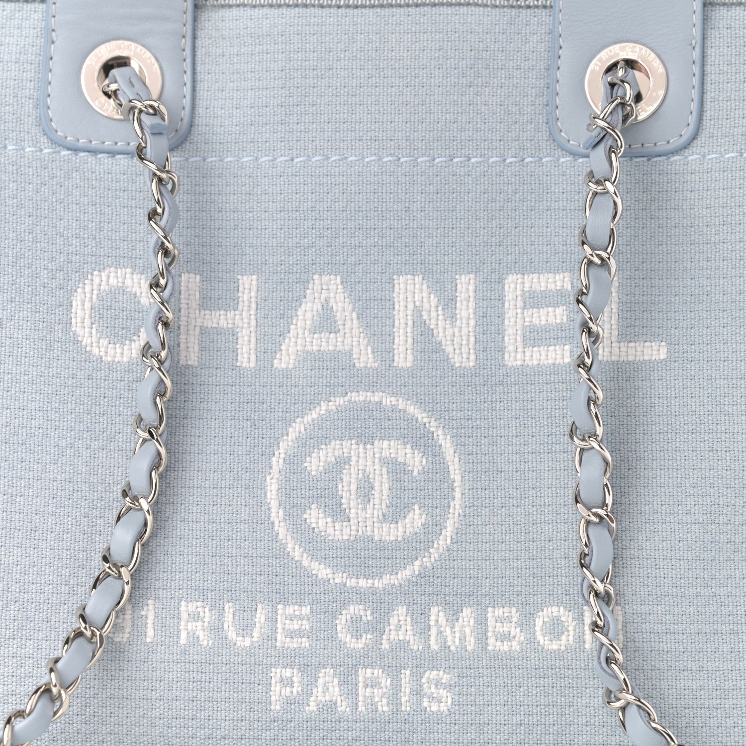 Chanel Mixed Fibers Small Deauville Tote Light Blue 8 of 11