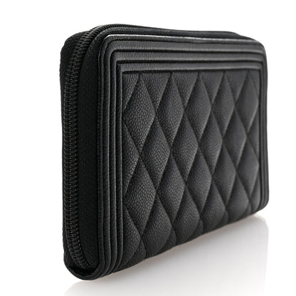 Chanel Caviar Quilted Boy Long Zip Around Wallet Black 3 of 8