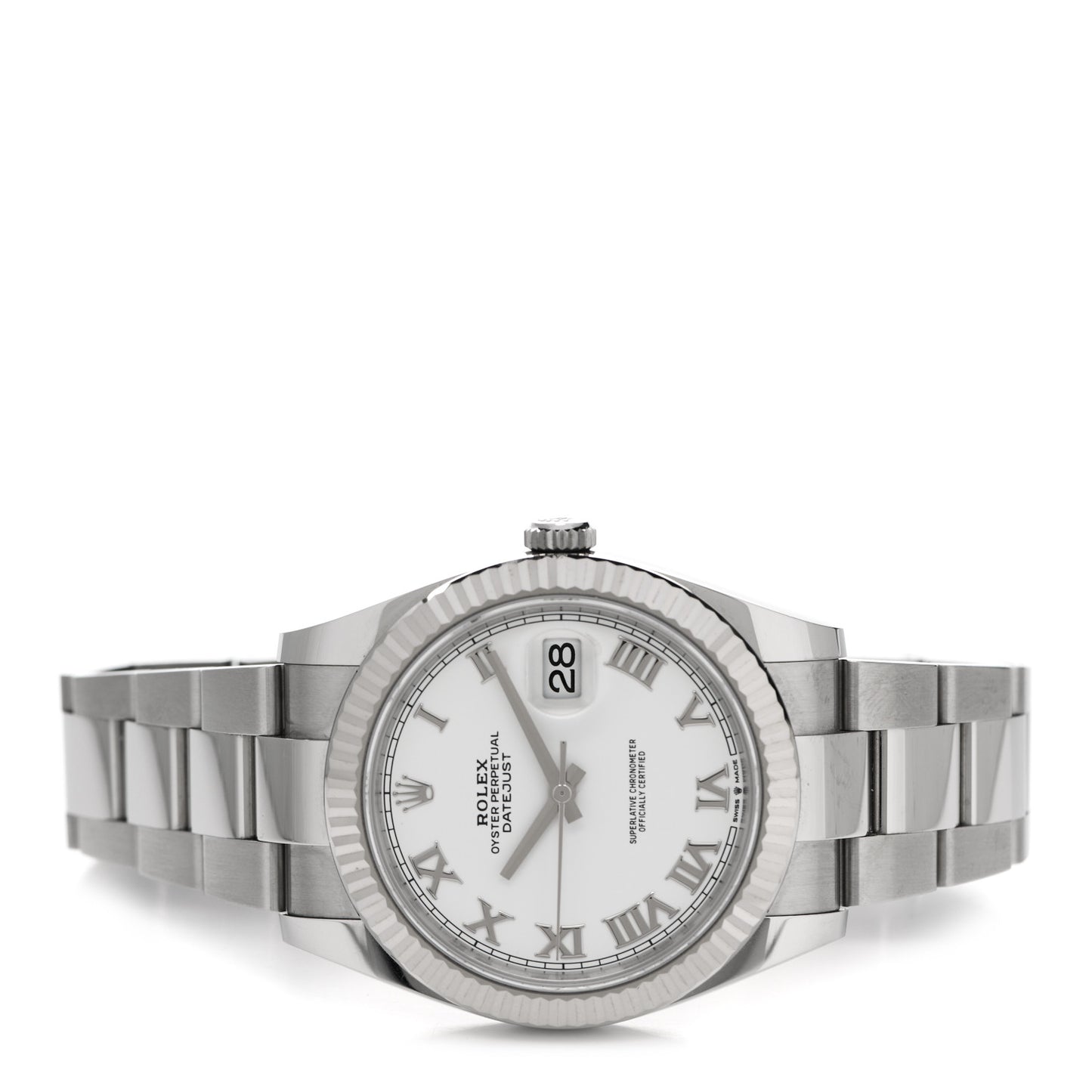 Stainless Steel 18K White Gold 41mm Oyster Perpetual Datejust Watch White Roman 126334