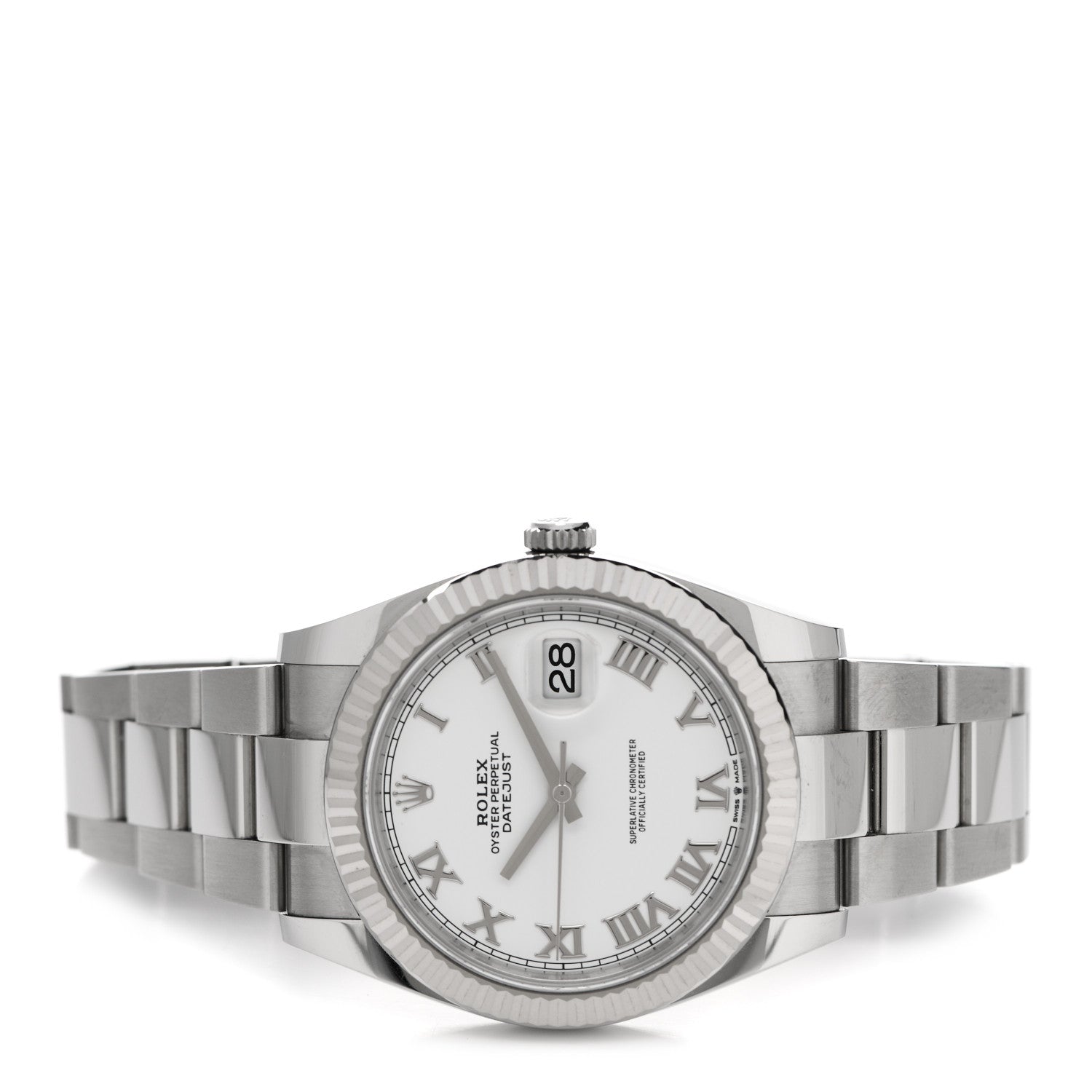 Rolex Stainless Steel 18K White Gold 41mm Oyster Perpetual Datejust Watch White Roman 126334 2 of 5