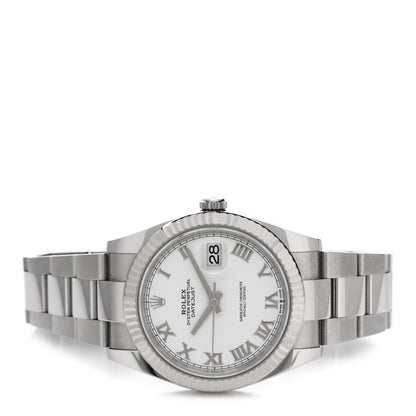 Rolex Stainless Steel 18K White Gold 41mm Oyster Perpetual Datejust Watch White Roman 126334 2 of 5