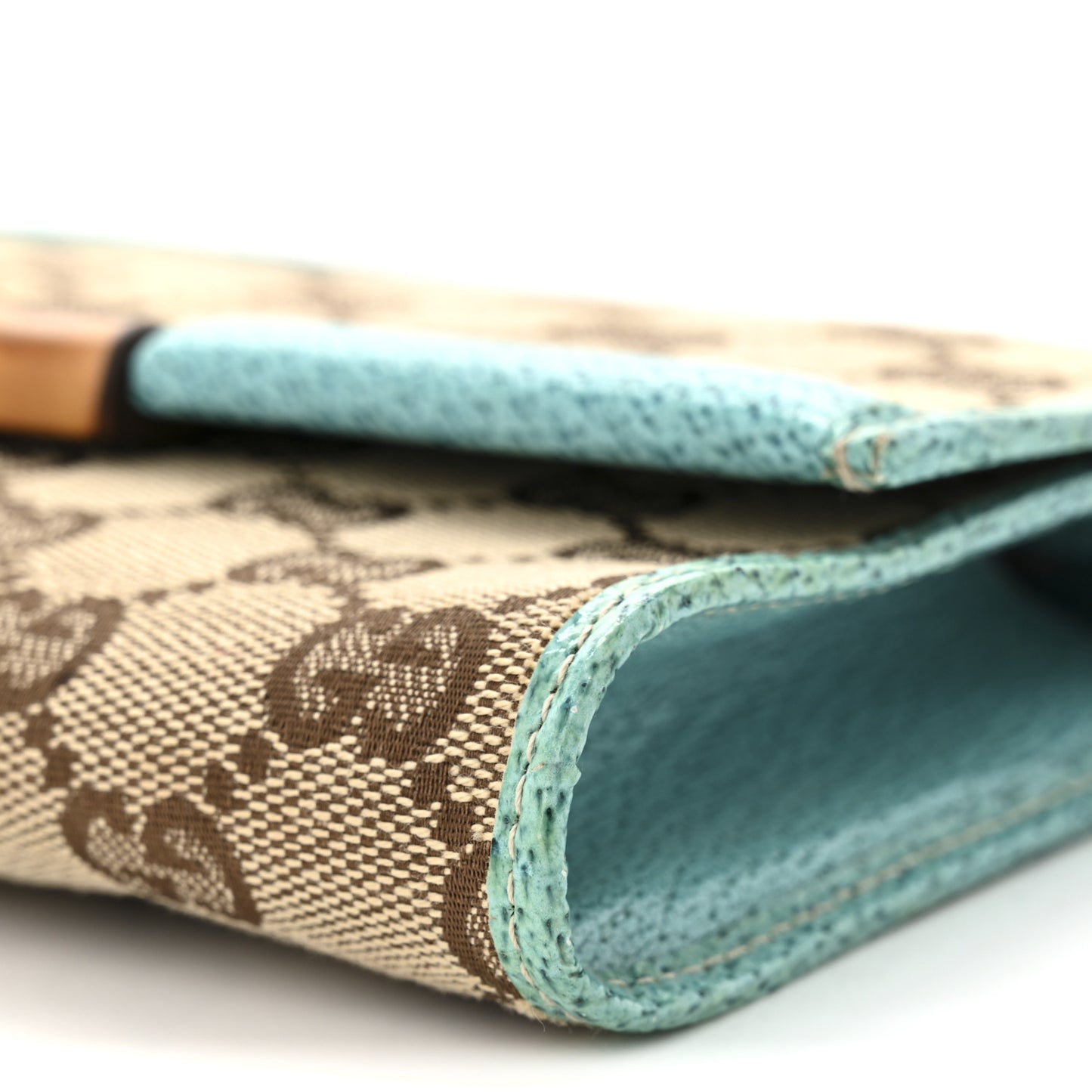Monogram Bamboo Bar Clutch Turquoise