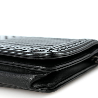 Chanel Calfskin Chevron Quilted Braided Boy Wallet On Chain WOC Black 11 of 11