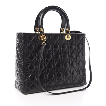Christian Dior Lambskin Cannage Large Lady Dior Black 3 of 10