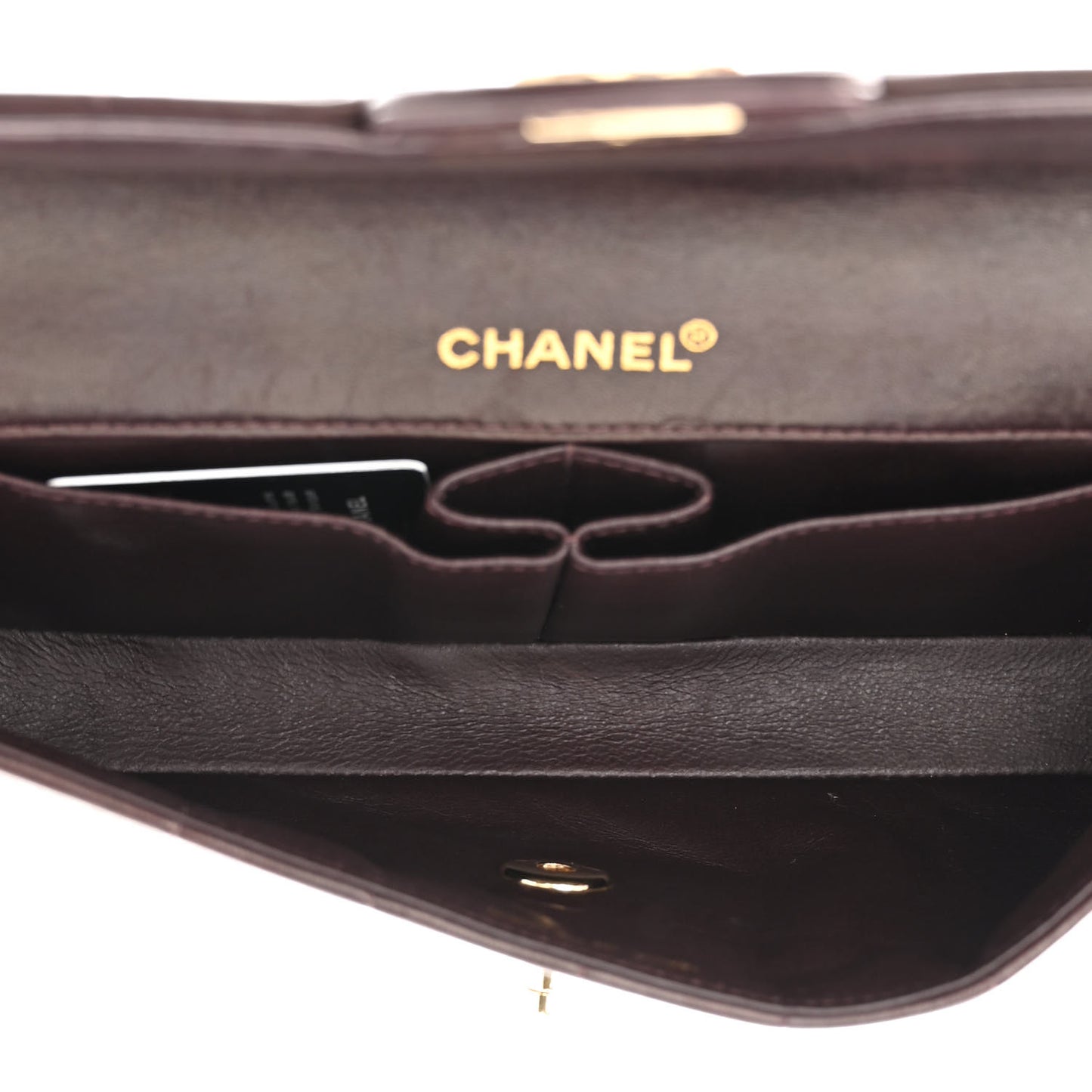 Lambskin East West Chocolate Bar Flap Brown