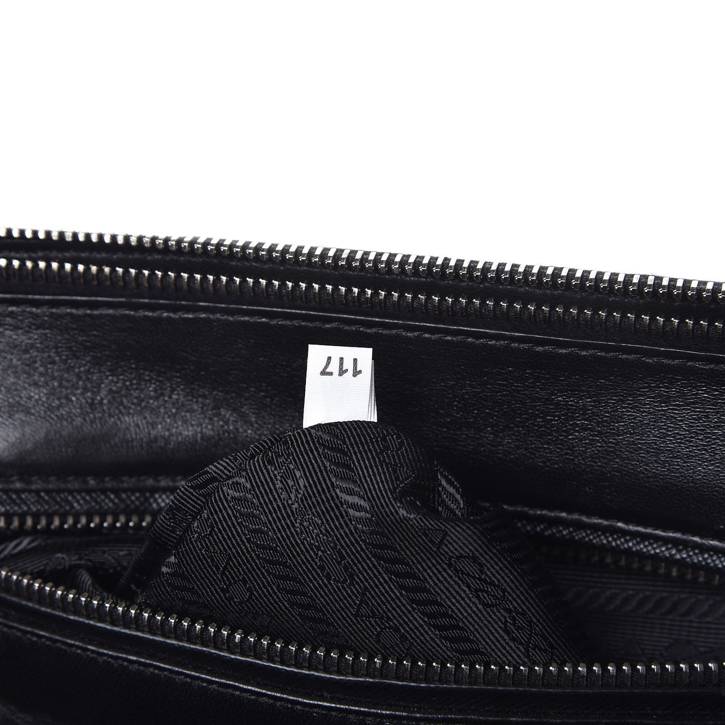 Saffiano Baiadera Striped Medium Galleria Double Zip Tote Caramel Black White