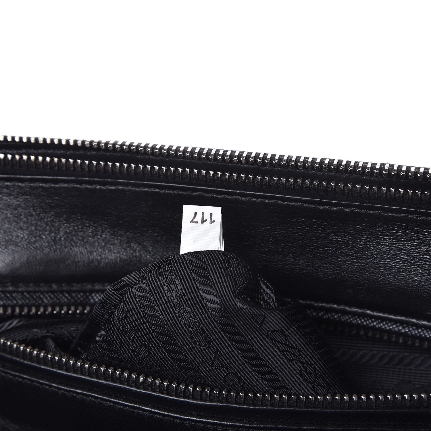 Prada Saffiano Baiadera Striped Medium Galleria Double Zip Tote Caramel Black White 8 of 9