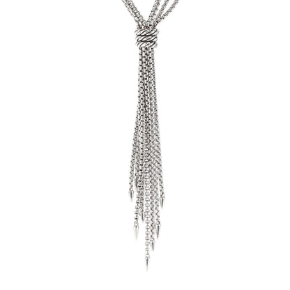 David Yurman Sterling Silver Pave Diamond Willow Drop Necklace 3 of 7