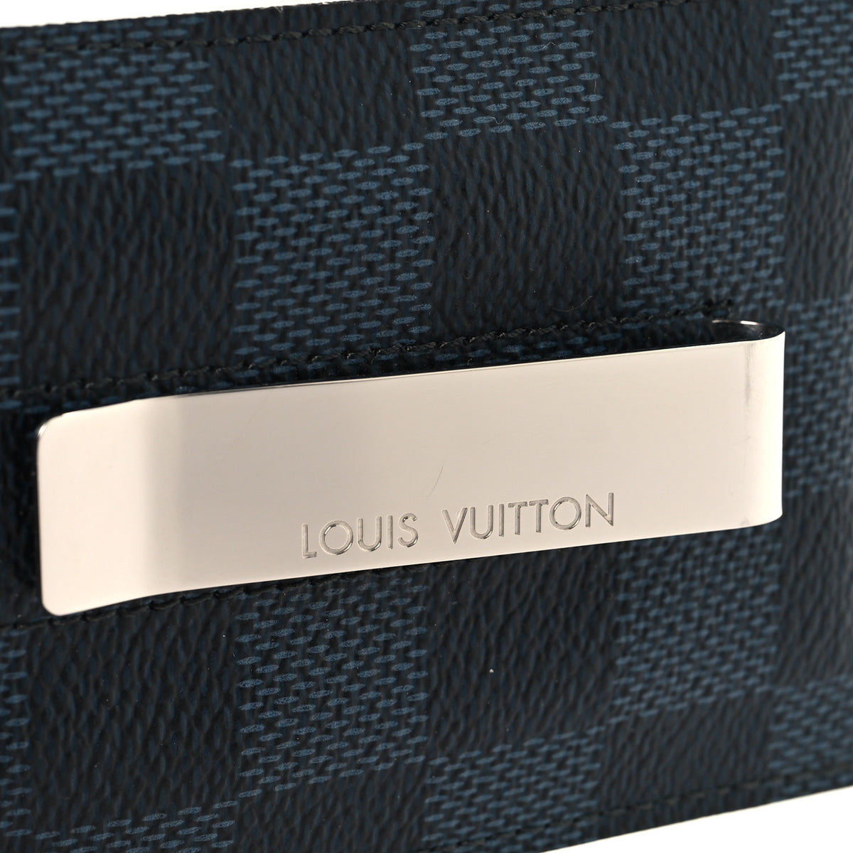 Damier Cobalt Pince Card Holder Bill Clip