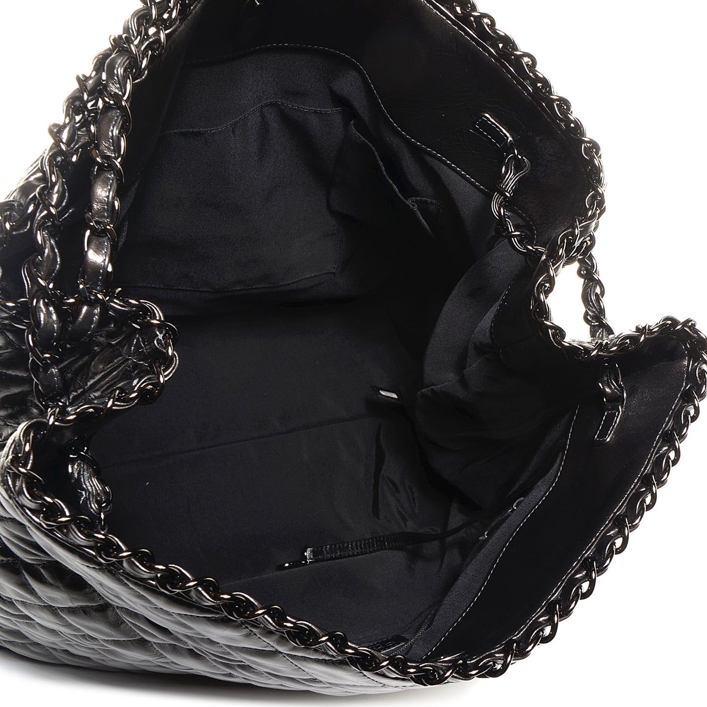 Calfskin Large Chain Me Tote Dark Grey Metallic